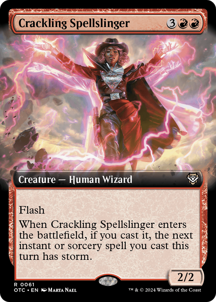 Crackling Spellslinger (Extended Art) [Outlaws of Thunder Junction Commander] | Arkham Games and Comics