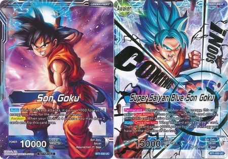 Son Goku // Super Saiyan Blue Son Goku (Hot Stamped) (BT1-030) [Promotion Cards] | Arkham Games and Comics