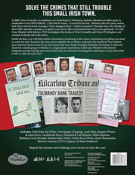 Think Fun ThinkFun Cold Case: Murder with Interest – A Murder Mystery Game in a Box | Arkham Games and Comics