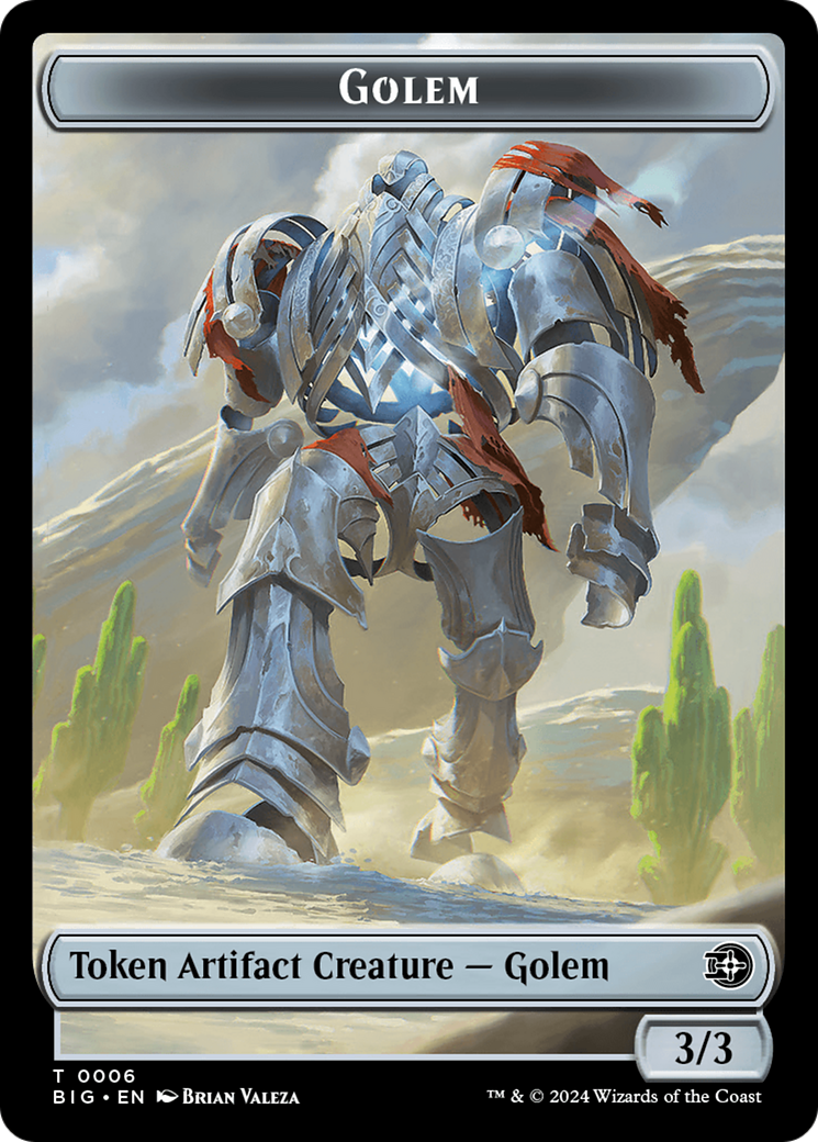 Treasure // Golem Double-Sided Token [Outlaws of Thunder Junction Tokens] | Arkham Games and Comics