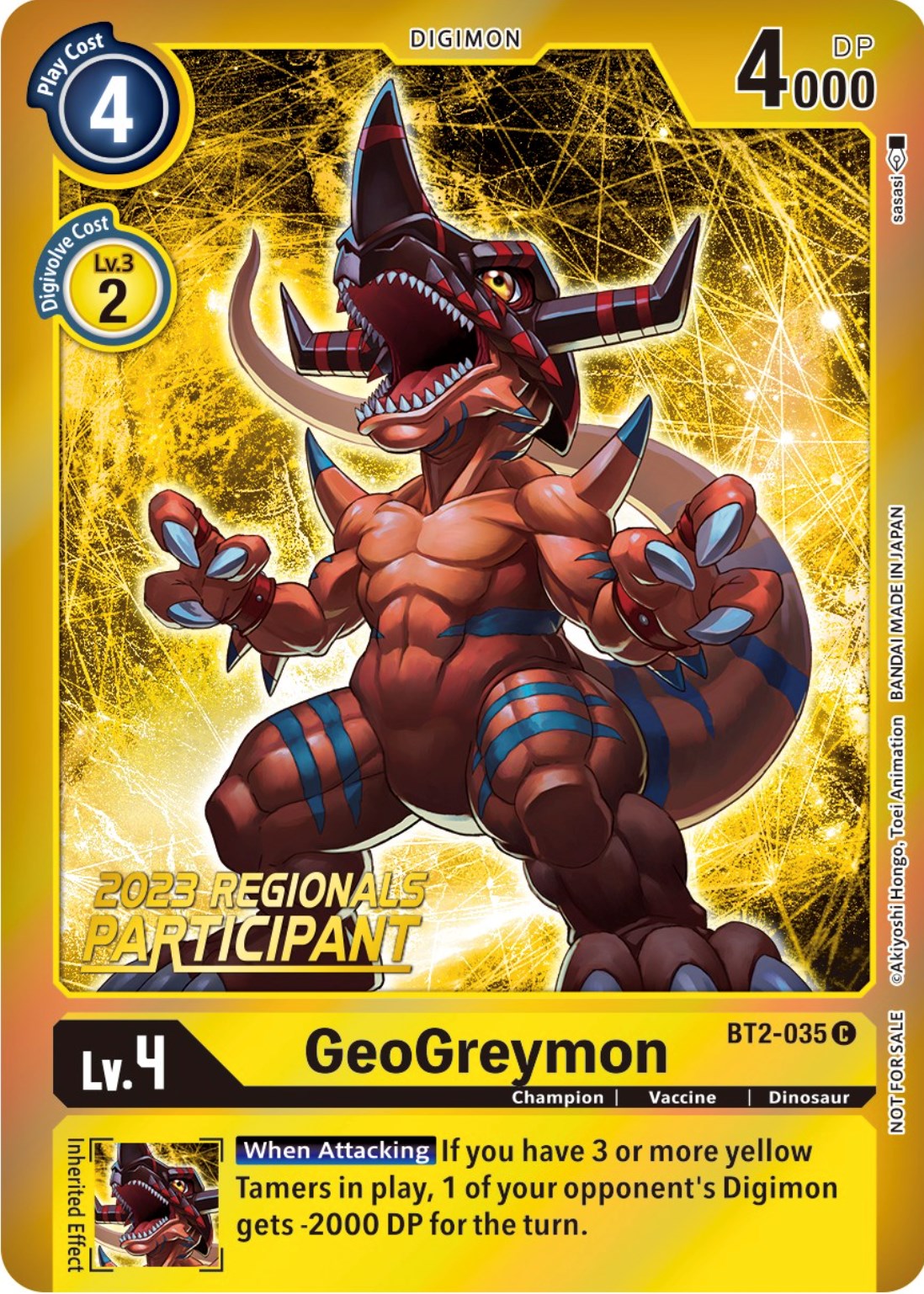 GeoGreymon [BT2-035] (2023 Regionals Participant) [Release Special Booster Promos] | Arkham Games and Comics