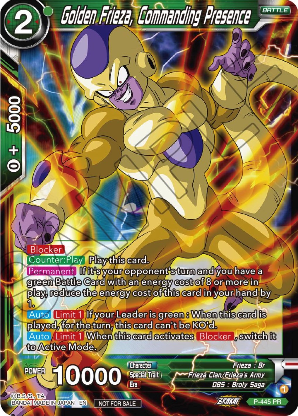 Golden Frieza, Commanding Presence (Zenkai Series Tournament Pack Vol.2) (P-445) [Tournament Promotion Cards] | Arkham Games and Comics