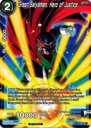 Great Saiyaman, Hero of Justice (Power Booster) (P-120) [Promotion Cards] | Arkham Games and Comics