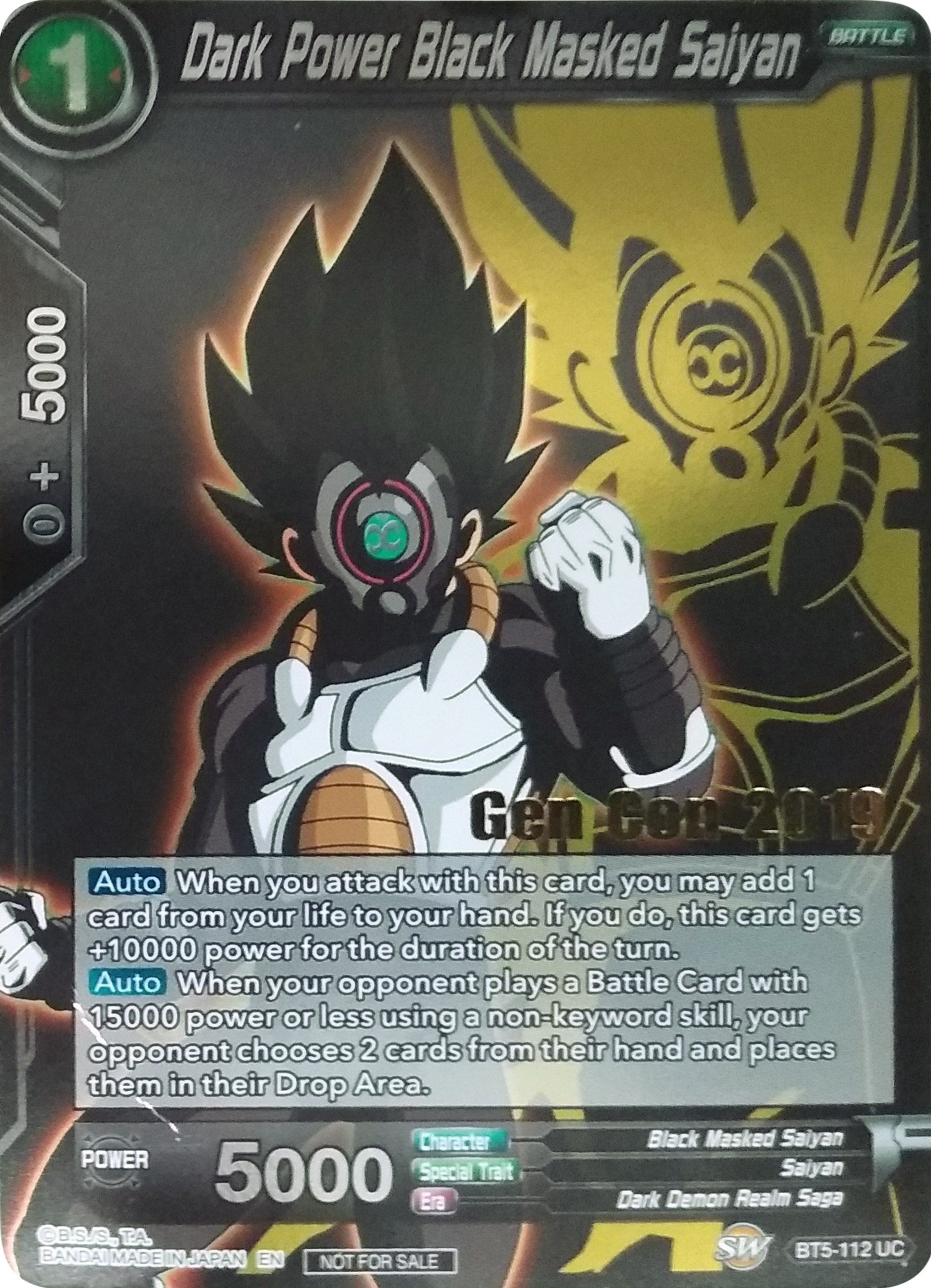 Dark Power Black Masked Saiyan (Gen Con 2019) (BT5-112) [Promotion Cards] | Arkham Games and Comics