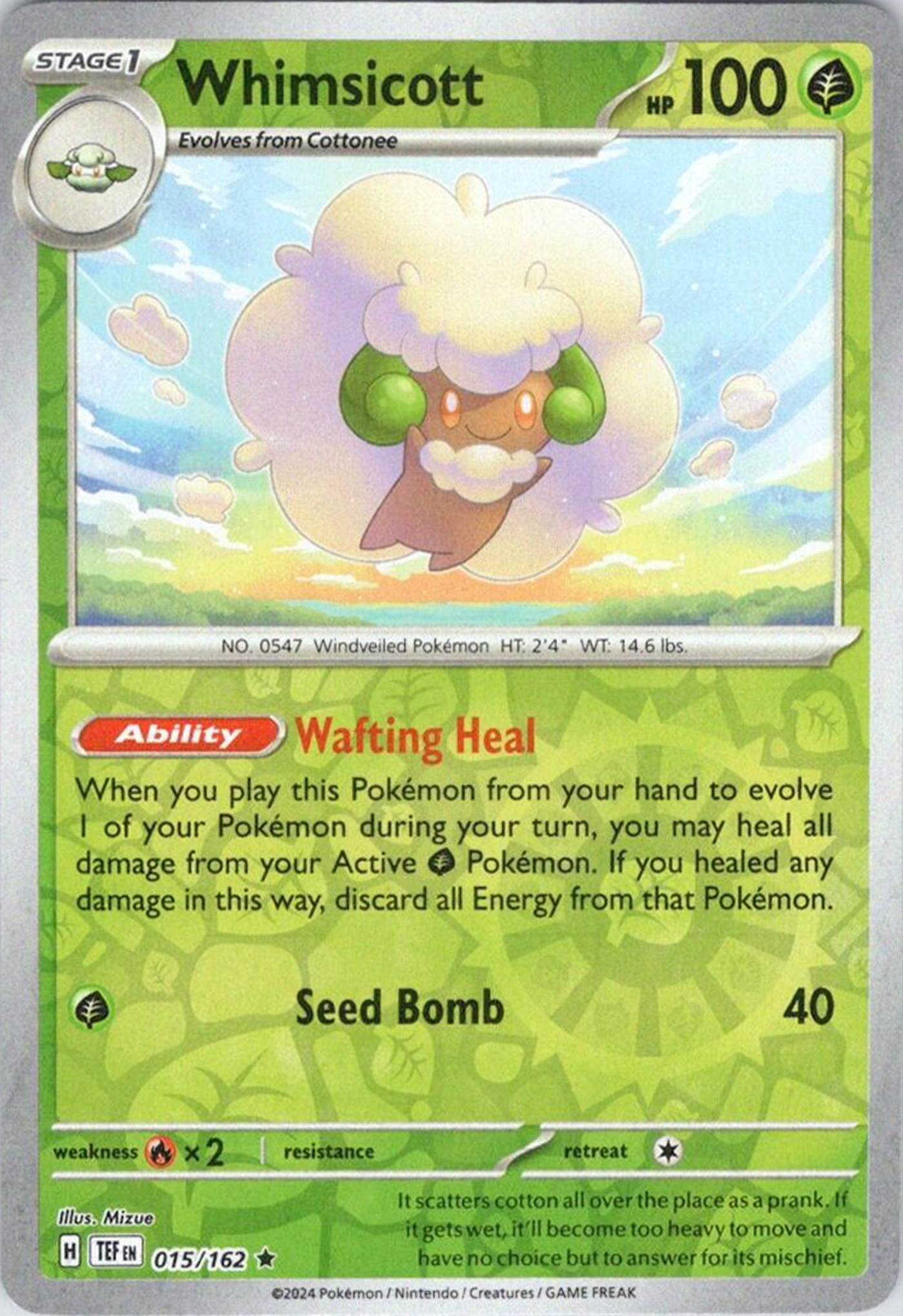 Whimsicott (015/162) [Scarlet & Violet: Temporal Forces] | Arkham Games and Comics