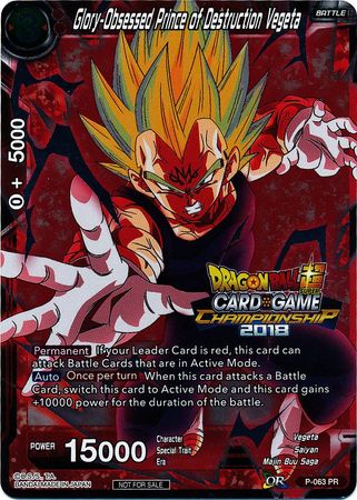 Glory-Obsessed Prince of Destruction Vegeta (P-063) [Tournament Promotion Cards] | Arkham Games and Comics