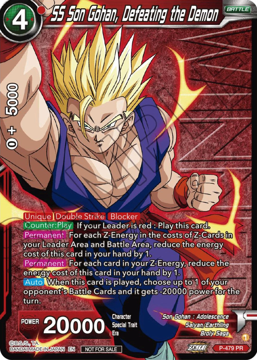 SS Son Gohan, Defeating the Demon (Zenkai Series Tournament Pack Vol.3 Winner) (P-479) [Tournament Promotion Cards] | Arkham Games and Comics