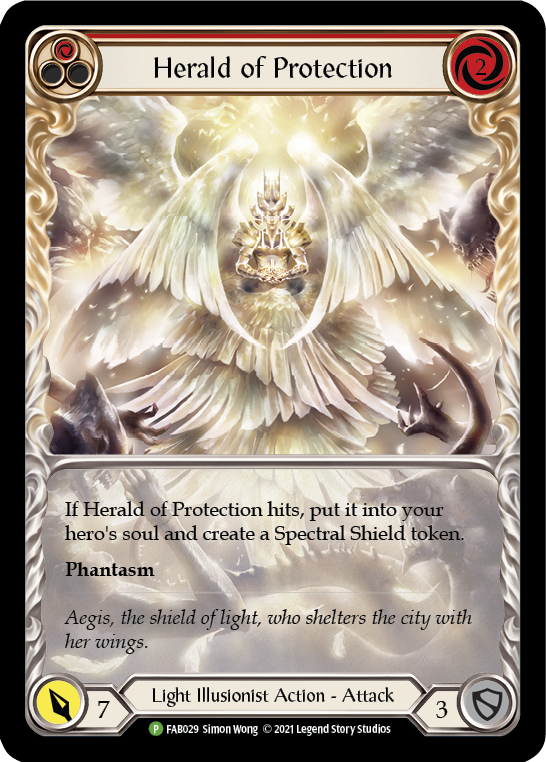 Herald of Protection (Red Extended Art) [FAB029] (Promo)  Rainbow Foil | Arkham Games and Comics