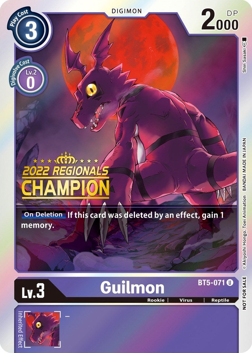 Guilmon [BT5-071] (2022 Championship Offline Regional) (Online Champion) [Battle of Omni Promos] | Arkham Games and Comics