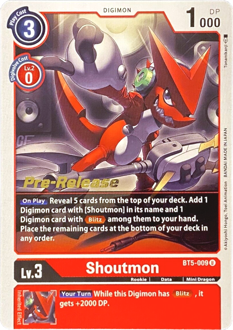 Shoutmon [BT5-009] [Battle of Omni Pre-Release Promos] | Arkham Games and Comics