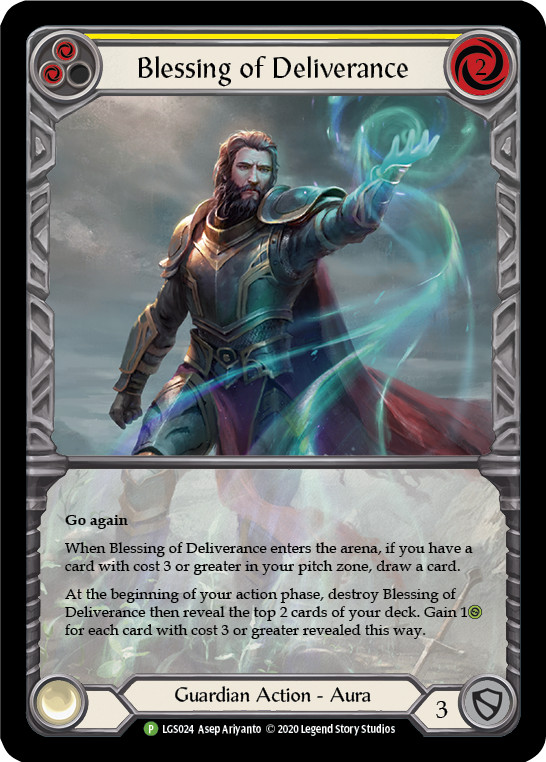 Blessing of Deliverance (Yellow) [LGS024] (Promo)  Rainbow Foil | Arkham Games and Comics