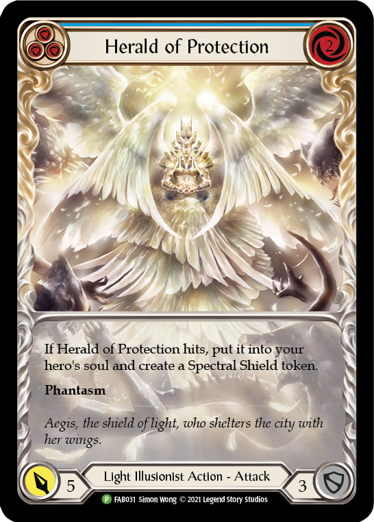 Herald of Protection (Blue Extended Art) [FAB031] (Promo)  Rainbow Foil | Arkham Games and Comics