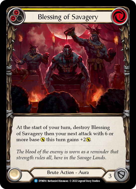 Blessing of Savagery (Yellow) [DYN014] (Dynasty)  Rainbow Foil | Arkham Games and Comics