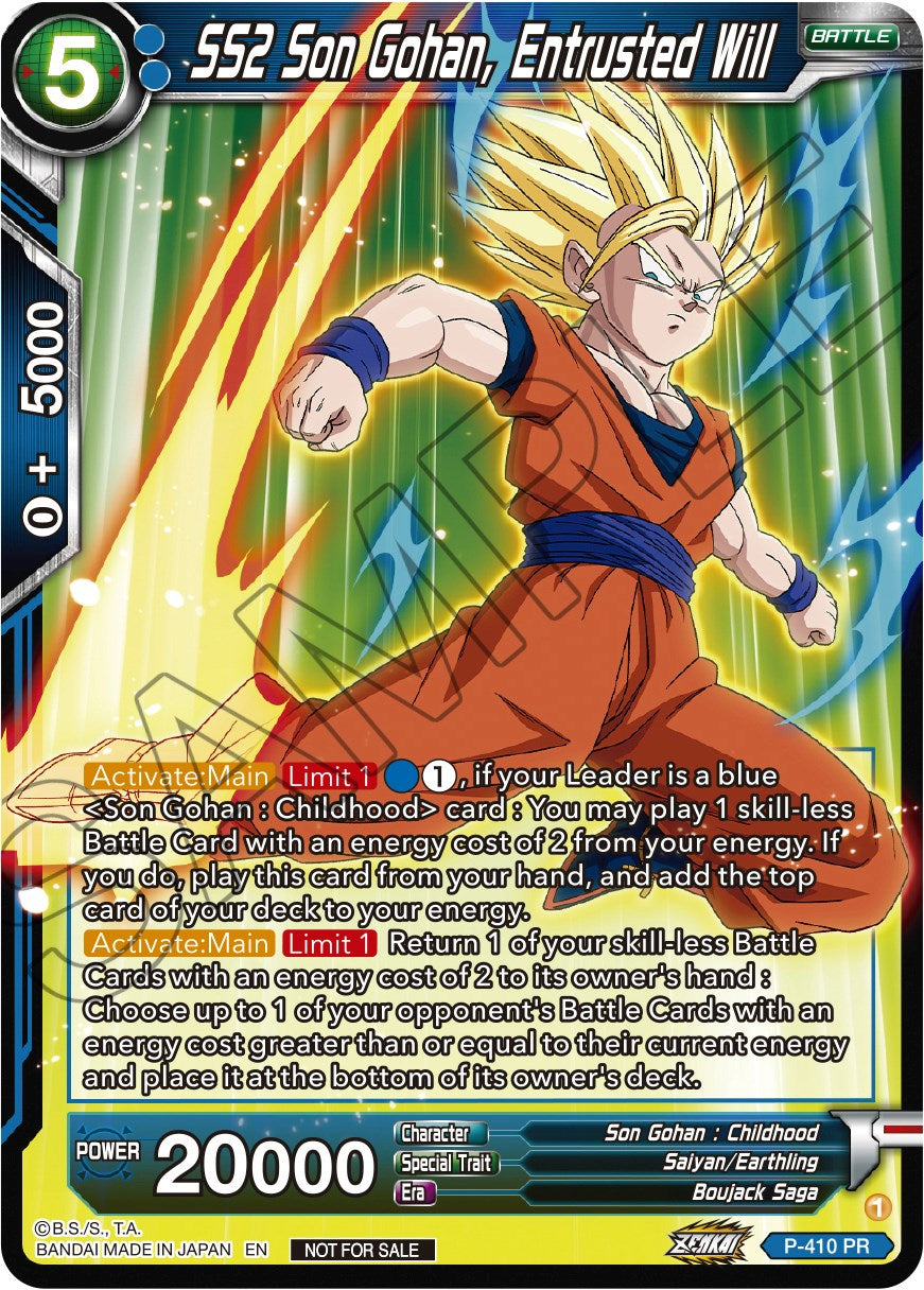 SS2 Son Gohan, Entrusted Will (Zenkai Series Tournament Pack Vol.1) (P-410) [Tournament Promotion Cards] | Arkham Games and Comics