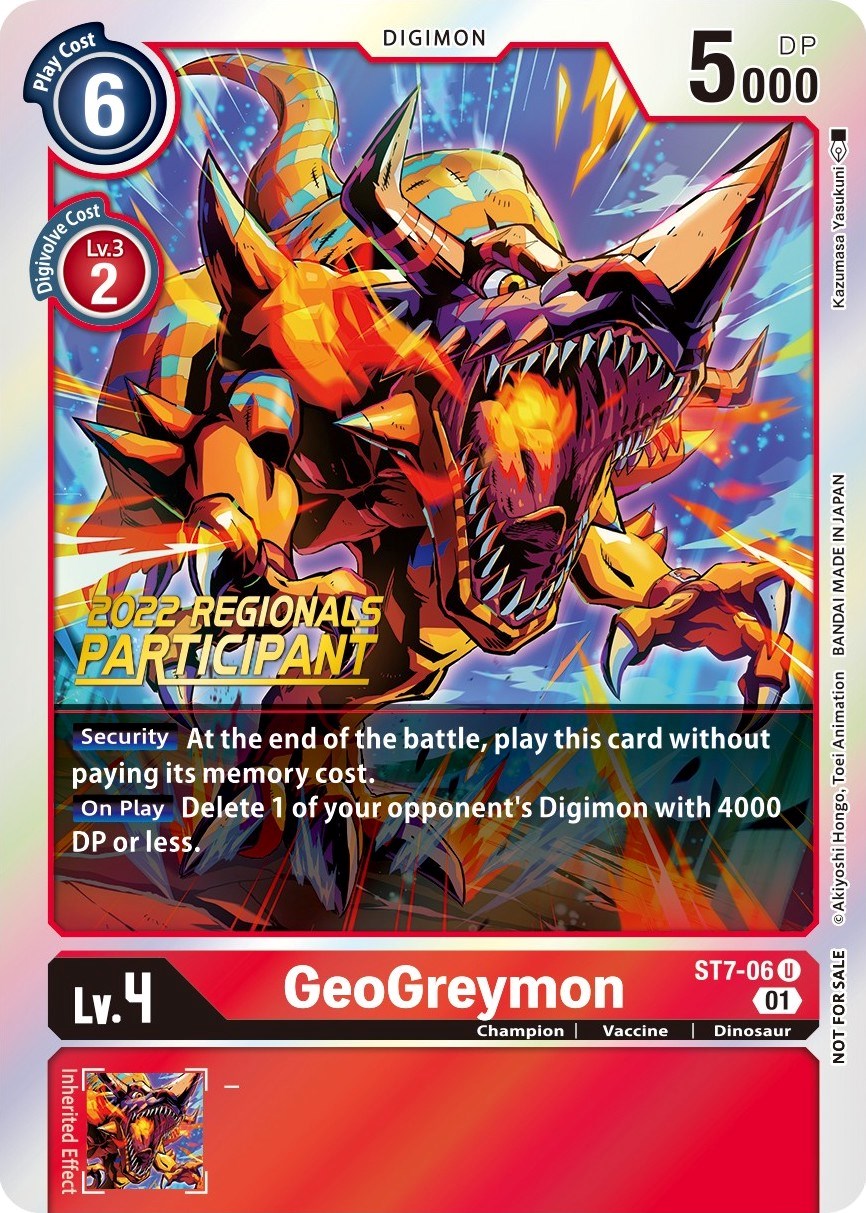 GeoGreymon [ST7-06] (2022 Championship Offline Regional) (Online Participant) [Starter Deck: Gallantmon Promos] | Arkham Games and Comics