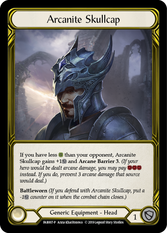 Arcanite Skullcap [FAB007-P] (Promo)  1st Edition Cold Foil - Golden | Arkham Games and Comics