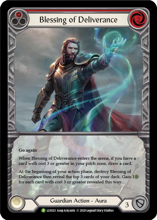 Blessing of Deliverance (Red) [LGS023] (Promo)  Rainbow Foil | Arkham Games and Comics