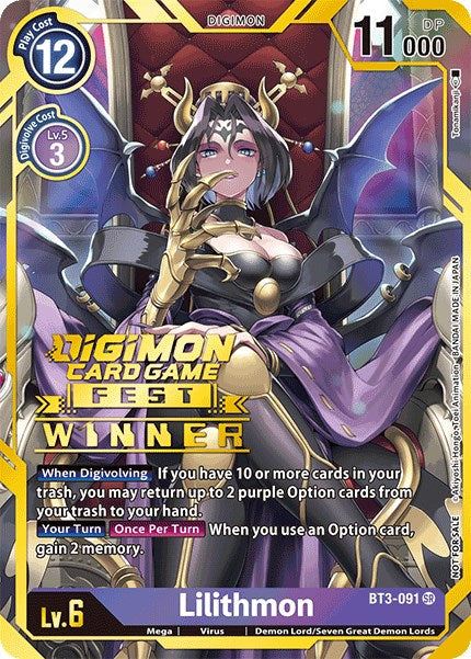 Lilithmon [BT3-091] (Digimon Card Game Fest 2022 Winner) [Release Special Booster Promos] | Arkham Games and Comics