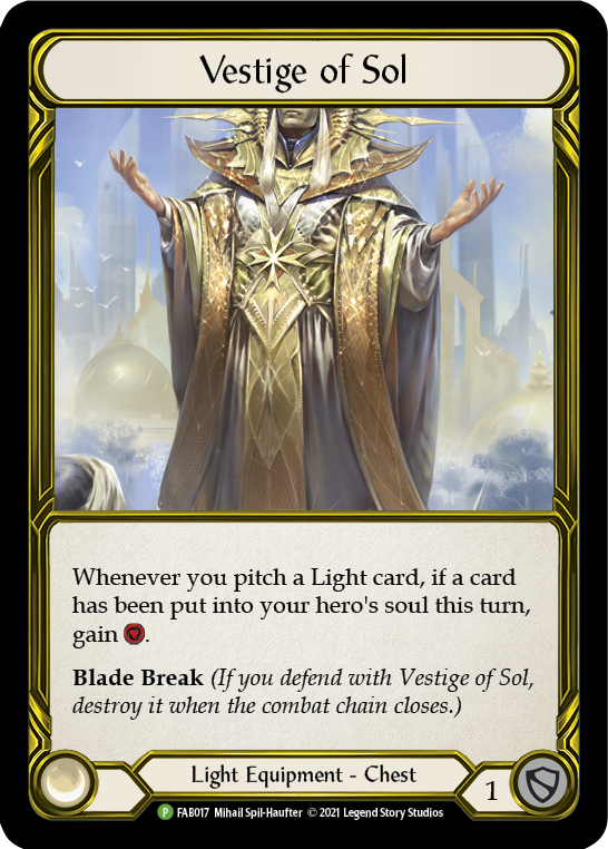 Vestige of Sol (Golden) [FAB017] (Promo)  Cold Foil | Arkham Games and Comics