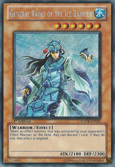 General Raiho of the Ice Barrier [HA04-EN025] Secret Rare | Arkham Games and Comics