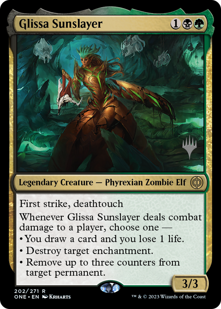 Glissa Sunslayer (Promo Pack) [Phyrexia: All Will Be One Promos] | Arkham Games and Comics