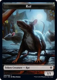 Rat // Food (17) Double-sided Token [Throne of Eldraine Tokens] | Arkham Games and Comics