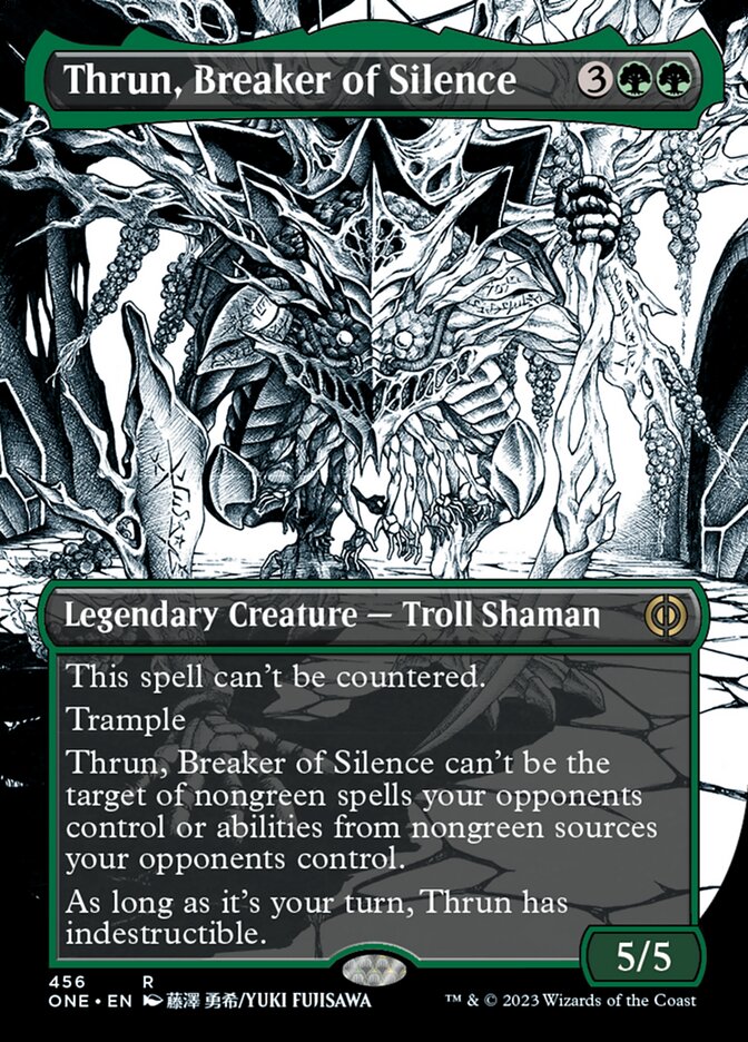 Thrun, Breaker of Silence (Borderless Manga Step-and-Compleat Foil) [Phyrexia: All Will Be One] | Arkham Games and Comics