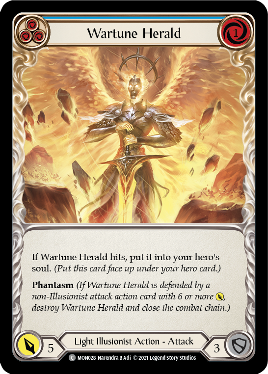 Wartune Herald (Blue) [MON028-RF] (Monarch)  1st Edition Rainbow Foil | Arkham Games and Comics