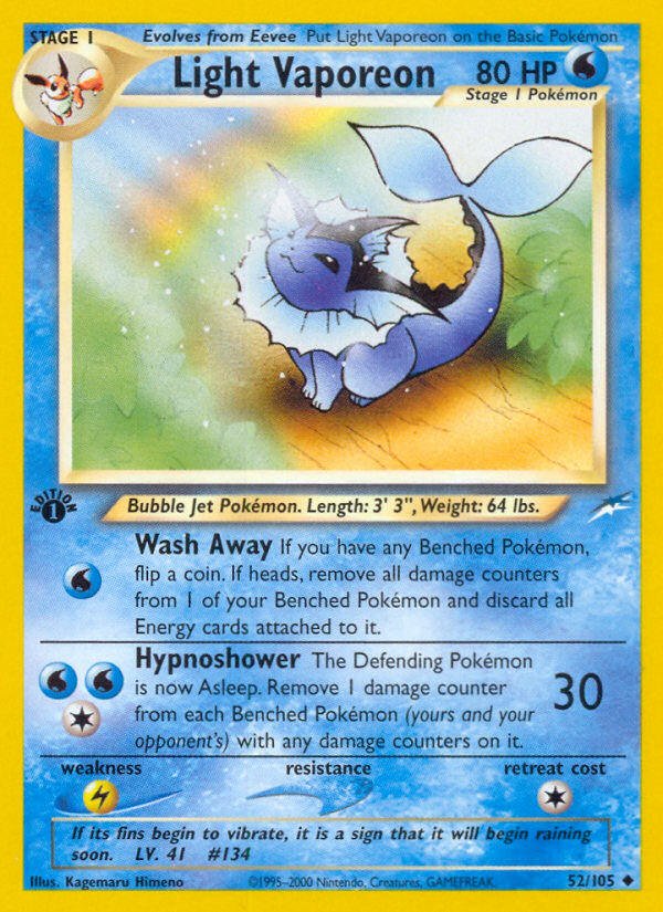 Light Vaporeon (52/105) [Neo Destiny 1st Edition] | Arkham Games and Comics