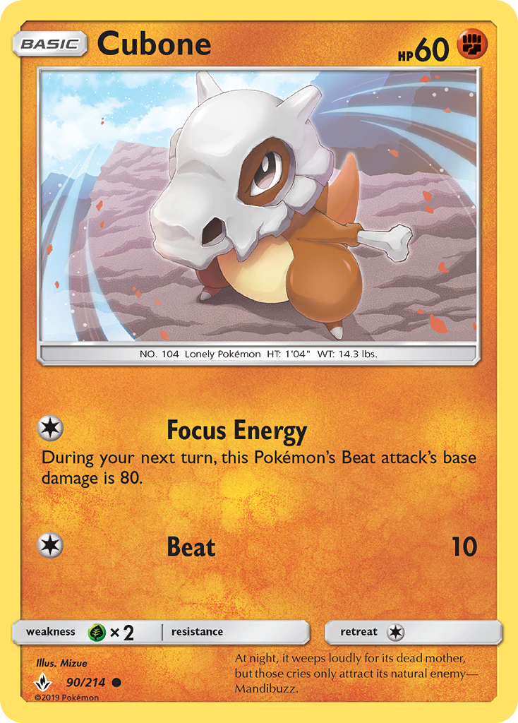 Cubone (90/214) [Sun & Moon: Unbroken Bonds] | Arkham Games and Comics