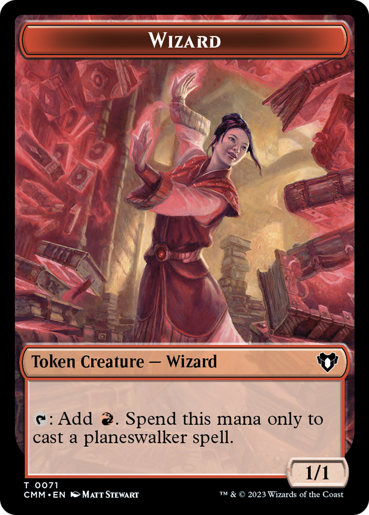 Chandra, Awakened Inferno Emblem // Wizard Double-Sided Token [Commander Masters Tokens] | Arkham Games and Comics