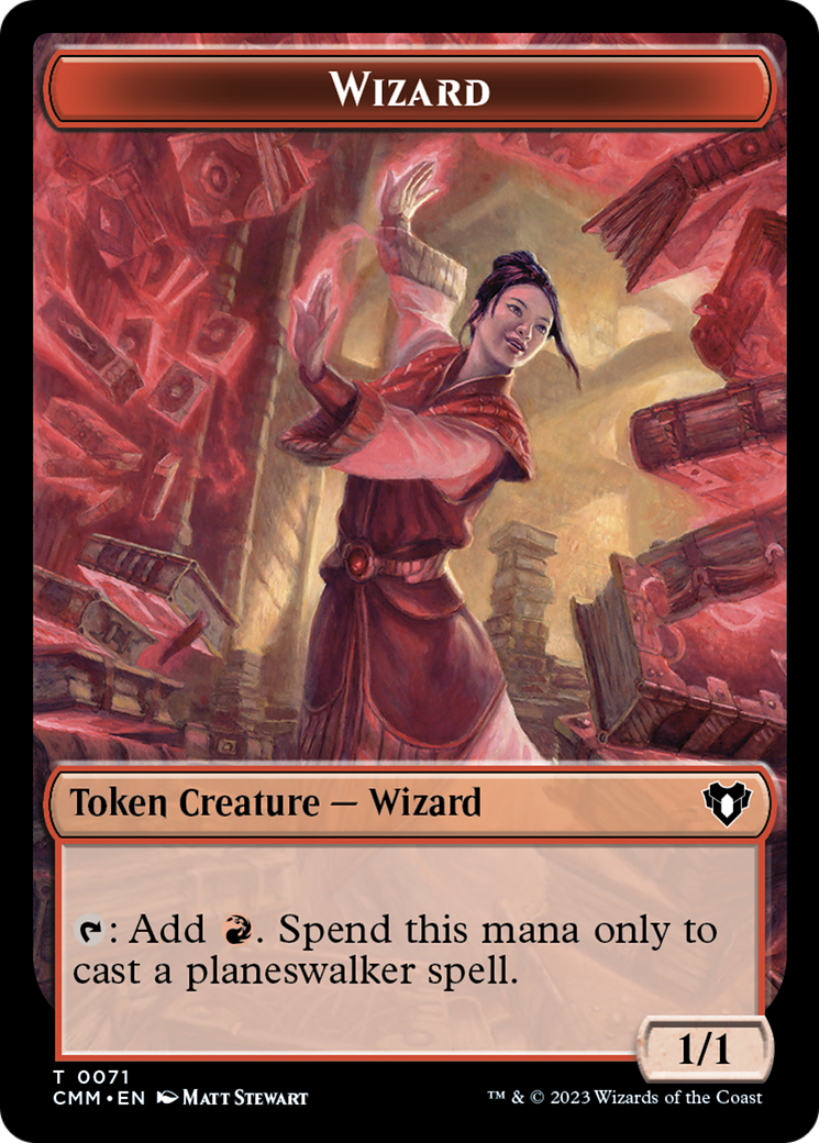 Chandra, Torch of Defiance Emblem // Wizard Double-Sided Token [Commander Masters Tokens] | Arkham Games and Comics