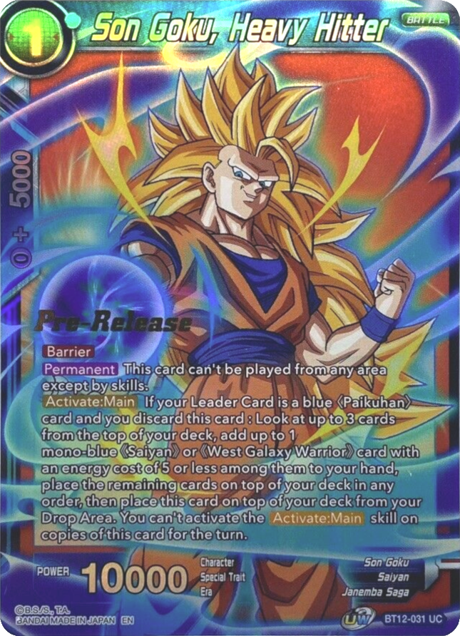 Son Goku, Heavy Hitter (BT12-031) [Vicious Rejuvenation Prerelease Promos] | Arkham Games and Comics