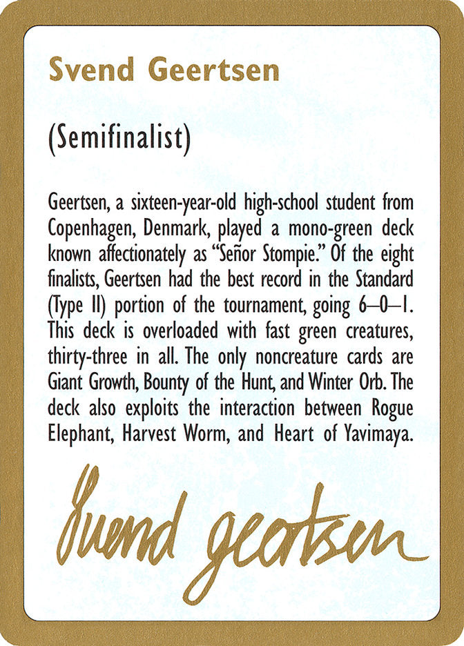 Svend Geertsen Bio [World Championship Decks 1997] | Arkham Games and Comics