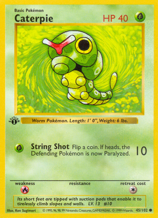 Caterpie (45/102) (Shadowless) [Base Set 1st Edition] | Arkham Games and Comics