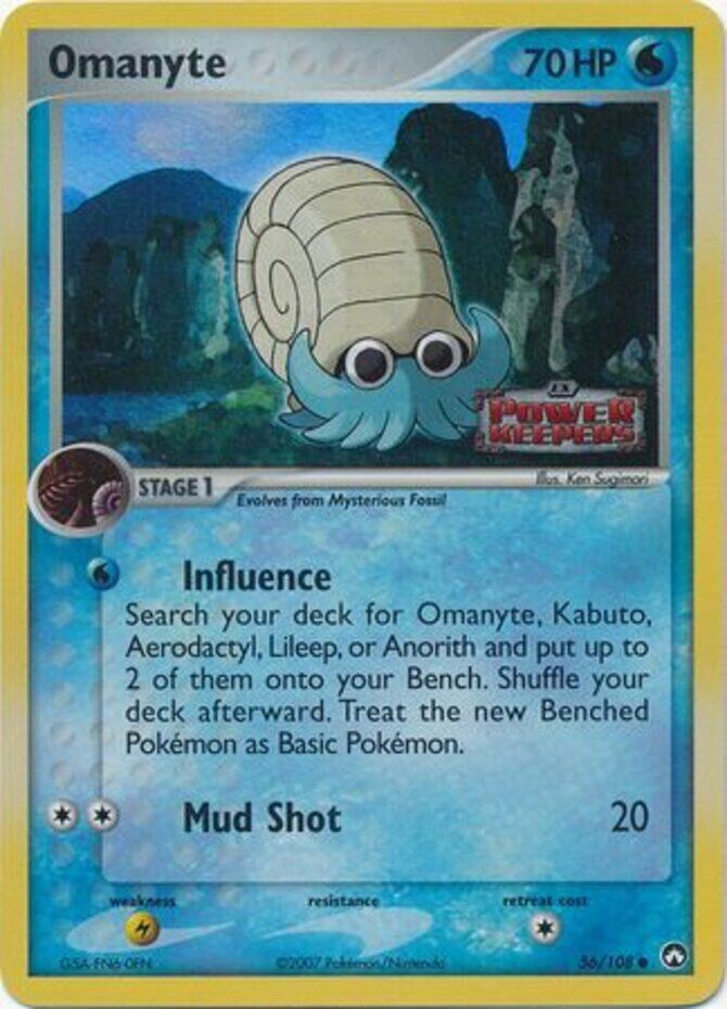 Omanyte (56/108) (Stamped) [EX: Power Keepers] | Arkham Games and Comics