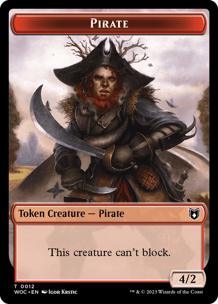 Pirate // Human Double-Sided Token [Wilds of Eldraine Commander Tokens] | Arkham Games and Comics