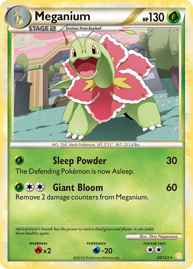 Meganium (26/123) (Theme Deck Exclusive) [HeartGold & SoulSilver: Base Set] | Arkham Games and Comics