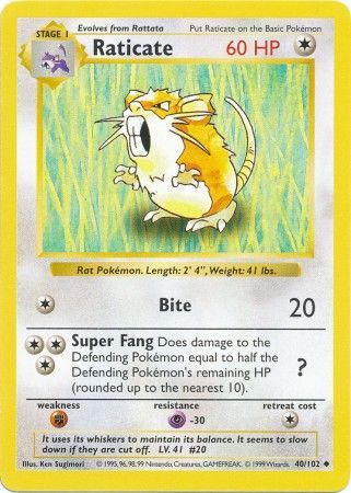 Raticate (40/102) [Base Set Shadowless Unlimited] | Arkham Games and Comics