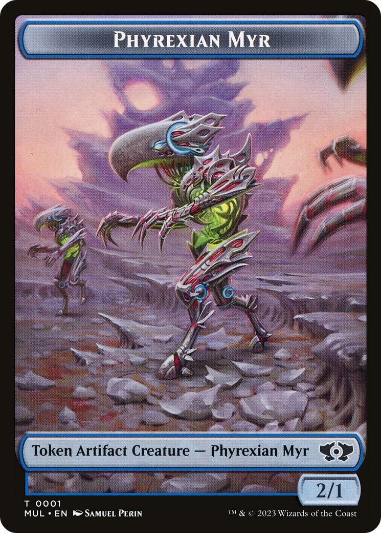 Phyrexian Myr // Dinosaur Double-Sided Token [March of the Machine Tokens] | Arkham Games and Comics