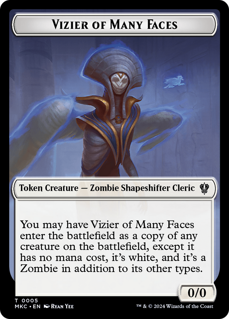 Vizier of Many Faces // Zombie Double-Sided Token [Murders at Karlov Manor Commander Tokens] | Arkham Games and Comics