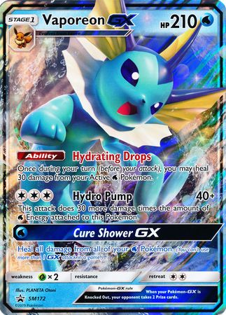 Vaporeon GX (SM172) (Jumbo Card) [Sun & Moon: Black Star Promos] | Arkham Games and Comics