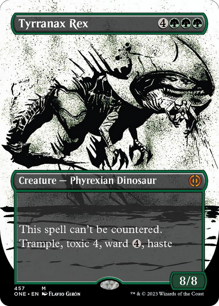 Tyrranax Rex (Borderless Ichor Step-and-Compleat Foil) [Phyrexia: All Will Be One] | Arkham Games and Comics