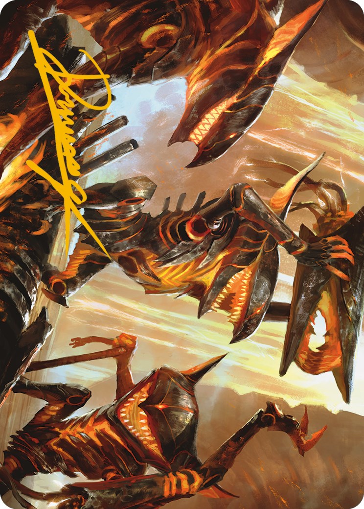 Gleeful Demolition Art Card (Gold-Stamped Signature) [Phyrexia: All Will Be One Art Series] | Arkham Games and Comics