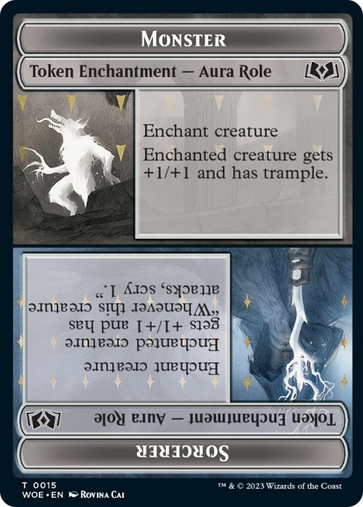 Monster Role // Sorcerer Role Token [Wilds of Eldraine Tokens] | Arkham Games and Comics