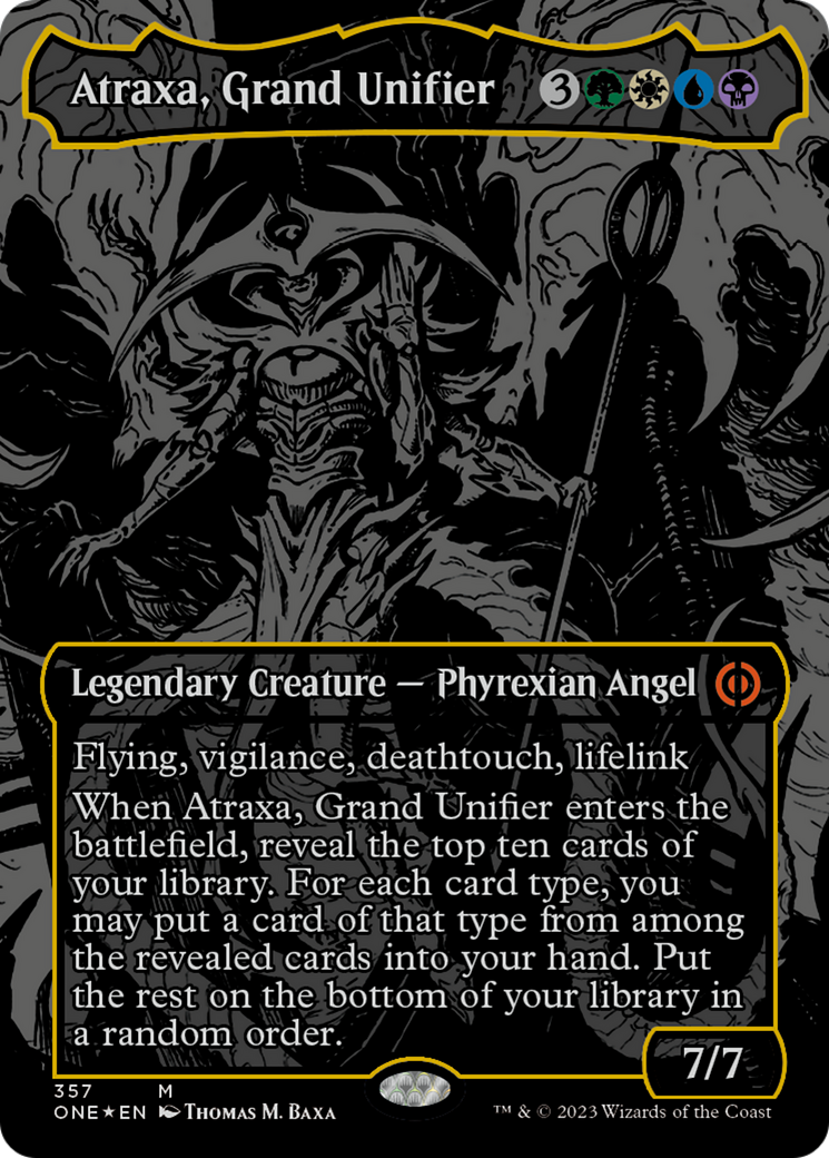 Atraxa, Grand Unifier (Oil Slick Raised Foil) [Phyrexia: All Will Be One] | Arkham Games and Comics