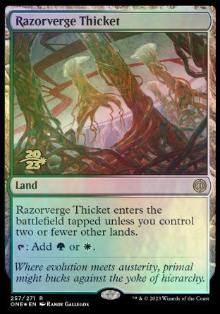 Razorverge Thicket [Phyrexia: All Will Be One Prerelease Promos] | Arkham Games and Comics