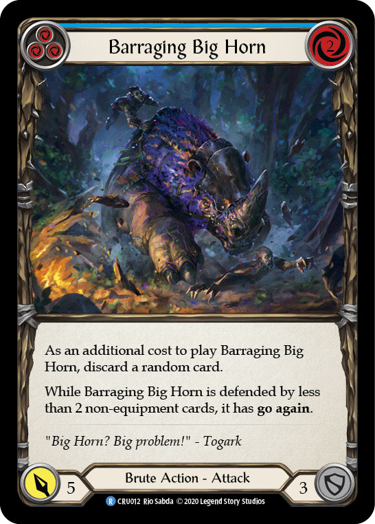 Barraging Big Horn (Blue) [CRU012] (Crucible of War)  1st Edition Rainbow Foil | Arkham Games and Comics