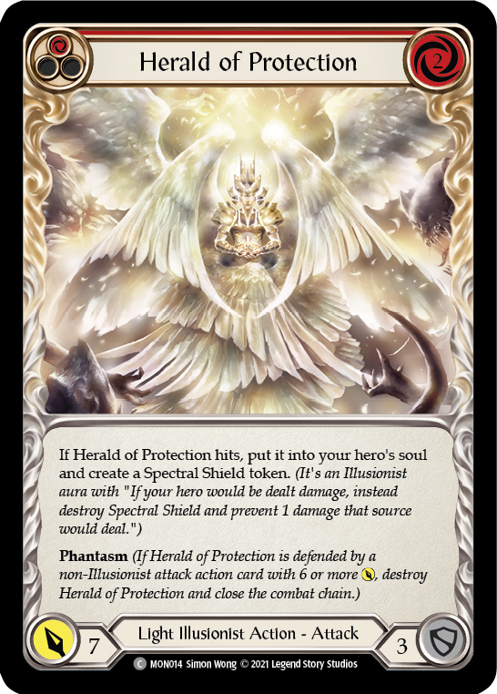 Herald of Protection (Red) [MON014-RF] (Monarch)  1st Edition Rainbow Foil | Arkham Games and Comics