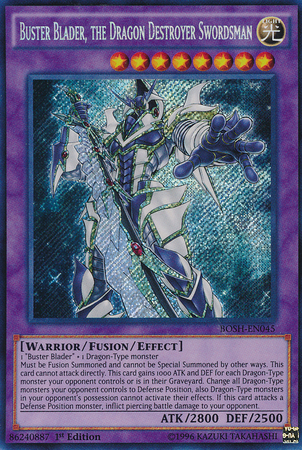 Buster Blader, the Dragon Destroyer Swordsman [BOSH-EN045] Secret Rare | Arkham Games and Comics